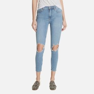 Free People NWT High Rise Busted Knee Sly Blue Skinny Jeans